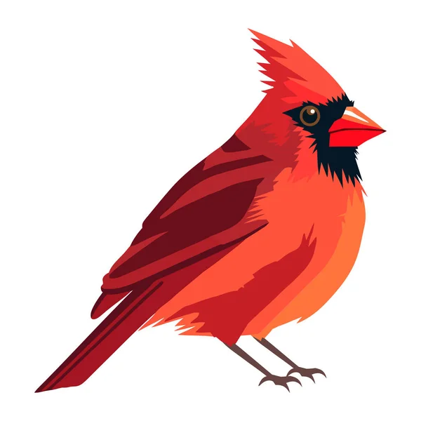 Pássaro Pardal Vermelho Bonito Ícone Plano Isolado — Vetor de Stock