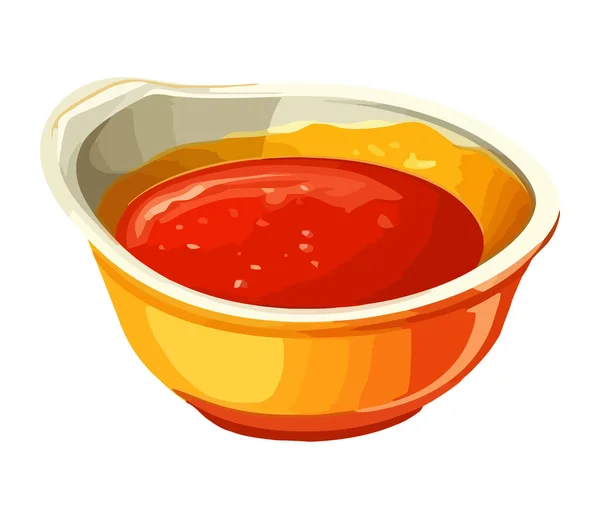 Farine Sauce Fraîche Dans Bol Poterie Icône Isolé — Image vectorielle
