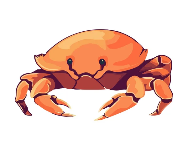 Cute Cartoon Crab Orange Claws Isolated Icon Isolated — Stock Vector