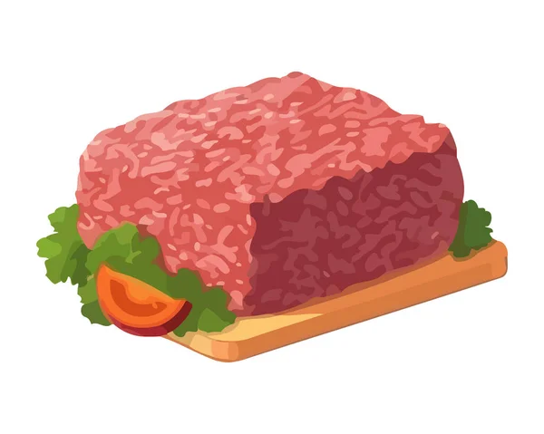 Makanan Segar Panggang Steak Dan Ikon Salad Terisolasi - Stok Vektor