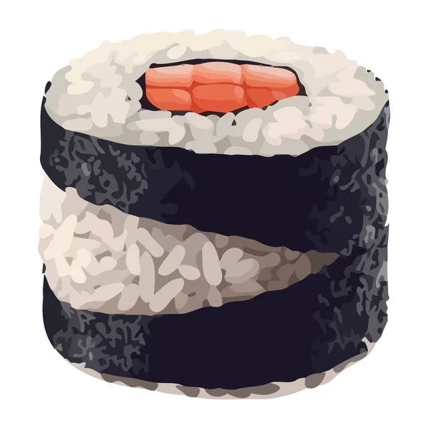 寿司と海苔のアイコンが孤立した新鮮な魚介類の食事 — ストックベクタ