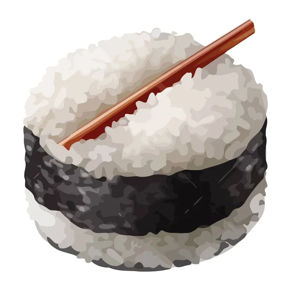 Roti Gulung Nasi Kukus Dengan Ikon Sashimi Seafood Segar Terisolasi - Stok Vektor
