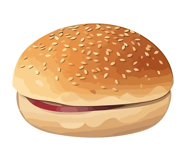 Burger Keju Panggang Pada Ikon Latar Belakang Putih Terisolasi - Stok Vektor