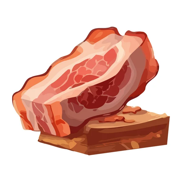 Steak Babi Yang Baru Dimasak Ikon Menyenangkan Labu Yang Terisolasi - Stok Vektor