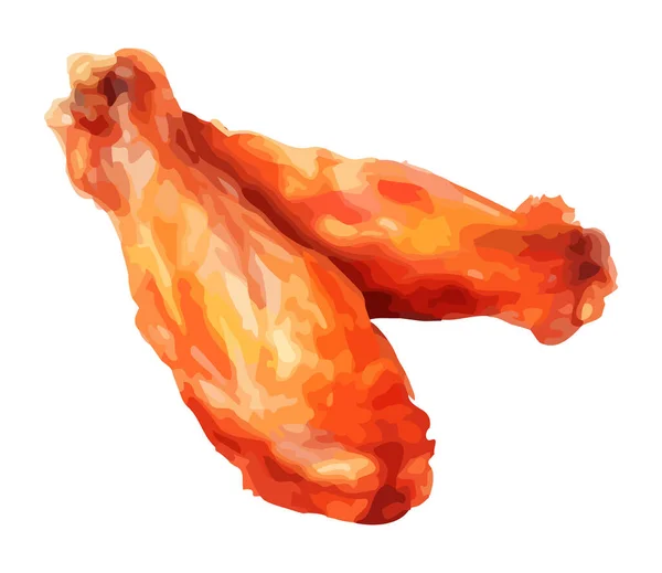 烤肉烤鸡 一个不健康的饮食图标隔离 — 图库矢量图片