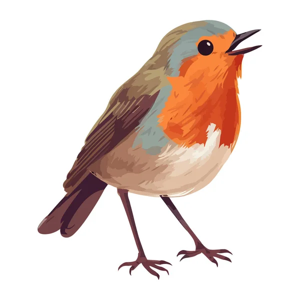 Pequeno Pássaro Cantando Penas Ícone Modelado Isolado —  Vetores de Stock