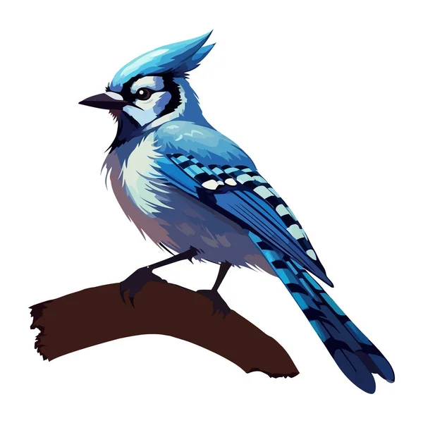 Petit Geai Bleu Sur Branche Dans Forêt Icône Isolé — Image vectorielle