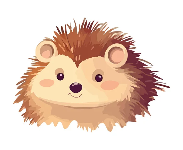 Fluffy Hedgehog Sitting Cute Small Icon Isolated — Stock Vector