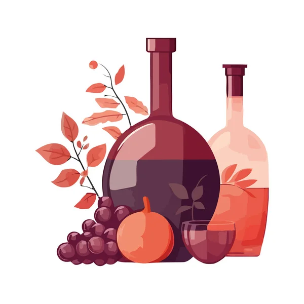 Uvas Frescas Otoño Maduras Listas Para Icono Del Vino Aisladas — Archivo Imágenes Vectoriales