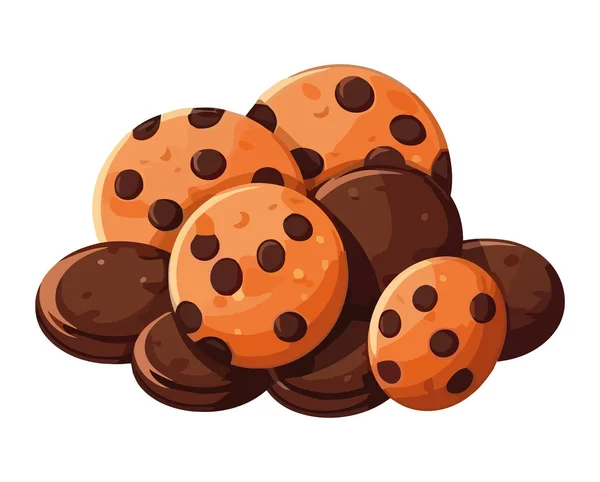Biscuits Chocolat Cuits Sur Fond Blanc Icône Isolé — Image vectorielle