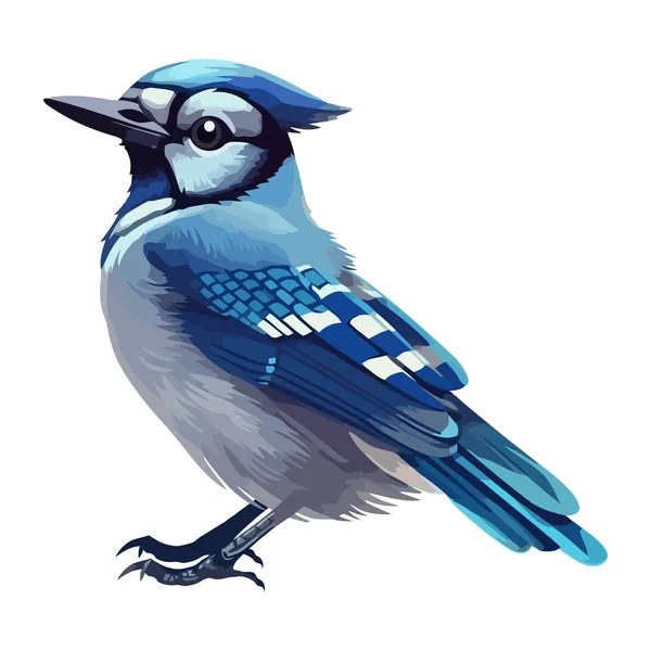 Dessin Animé Bleu Geai Oiseau Nature Icône Isolé — Image vectorielle