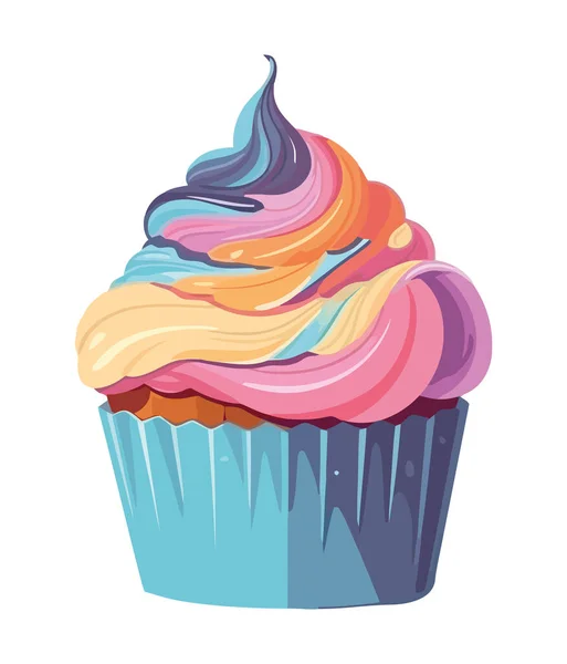 Bonito Cupcake Horno Con Icono Hielo Gourmet Aislado — Vector de stock