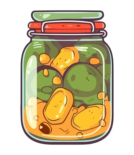 Fresh Organic Vegetables Jar Healthy Meal Icon Isolated — Stock Vector