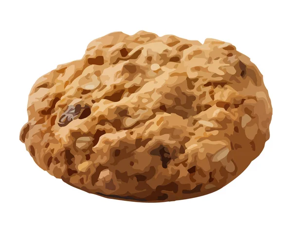 Biscuit Maison Cuit Avec Icône Farine Biologique Isolé — Image vectorielle