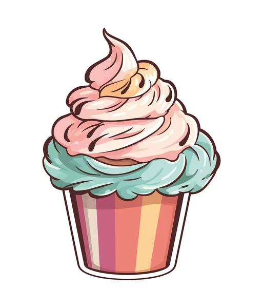 Whipped Cream Top Homemade Cupcake Icon Isolated — Stock Vector