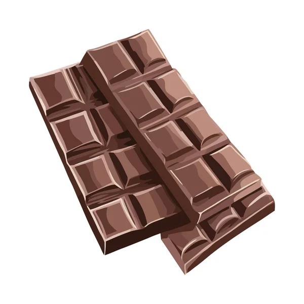 Donkere Chocoladereep Gebroken Plak Verwend Snack Icoon Geïsoleerd — Stockvector