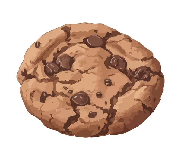 Biscuits Maison Aux Pépites Chocolat Une Icône Collation Sucrée Isolée — Image vectorielle