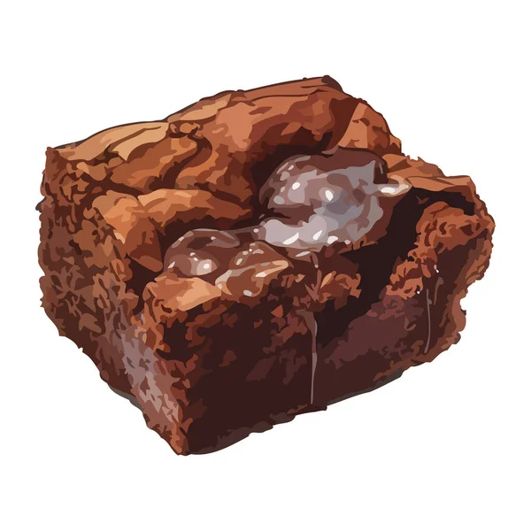 Beyaz Arkaplan Simgesinde Çikolatalı Brownie Tatlısı Izole Edildi — Stok Vektör