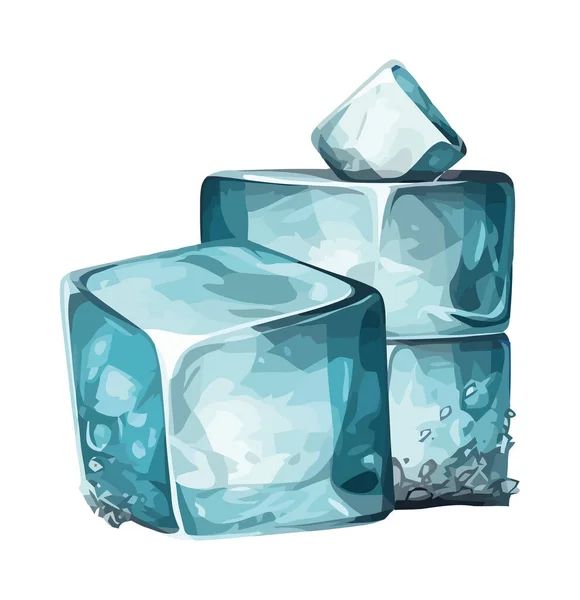 Cubos Gelo Formas Cristal Ícone Gota Líquida Azul Isolado — Vetor de Stock