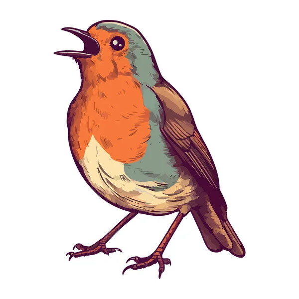Милий Птах Гілці Піктограма Співу Ізольована — стоковий вектор