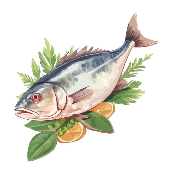 新鮮な魚介類の食事 健康的でグルメ料理のアイコンを隔離 — ストックベクタ
