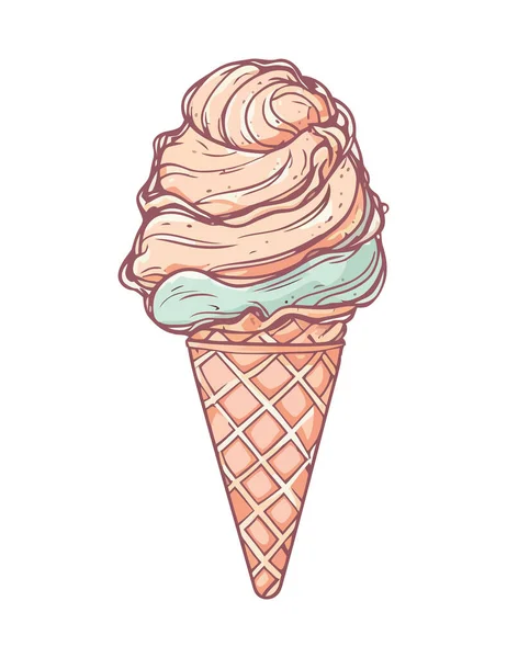 甜冰淇淋锥形图标设计隔离 — 图库矢量图片