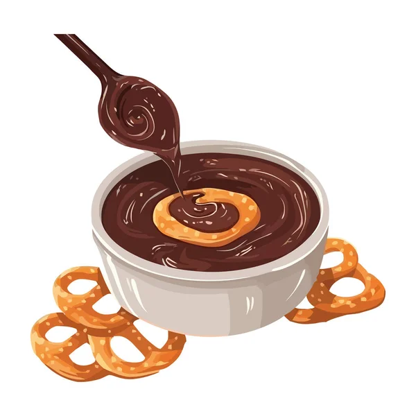 Dessert Chocolat Sucré Dans Une Tasse Café Icône Isolé — Image vectorielle