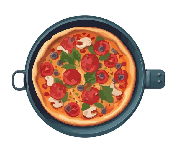 Frissen Sült Pizza Szelet Tetején Pepperoni Ikon Izolált — Stock Vector