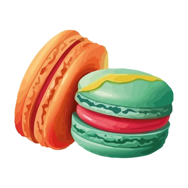 Macaroons Stacked Sweet Celebration Icon Isolated — Stock Vector