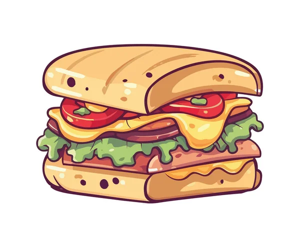 Gegrilltes Sandwich Mit Käse Und Tomaten — Stockvektor