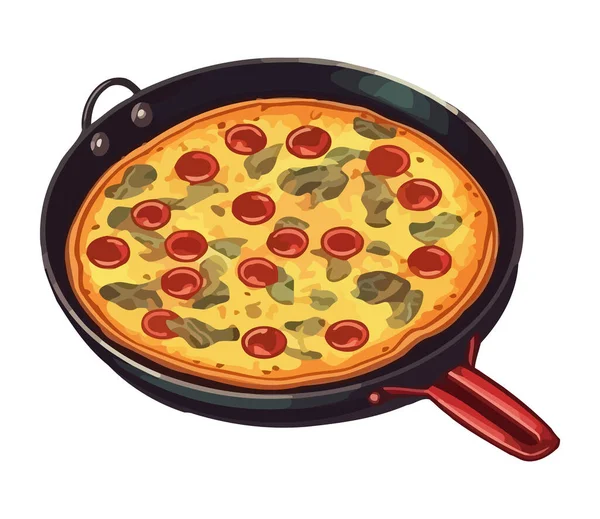 Pizza Pepperoni Recién Horneada Icono Comida Gourmet Aislado — Vector de stock