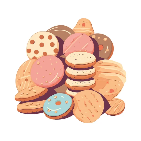 Cookies Gastronomiques Une Icône Friandise Petit Déjeuner Sucré Isolé — Image vectorielle