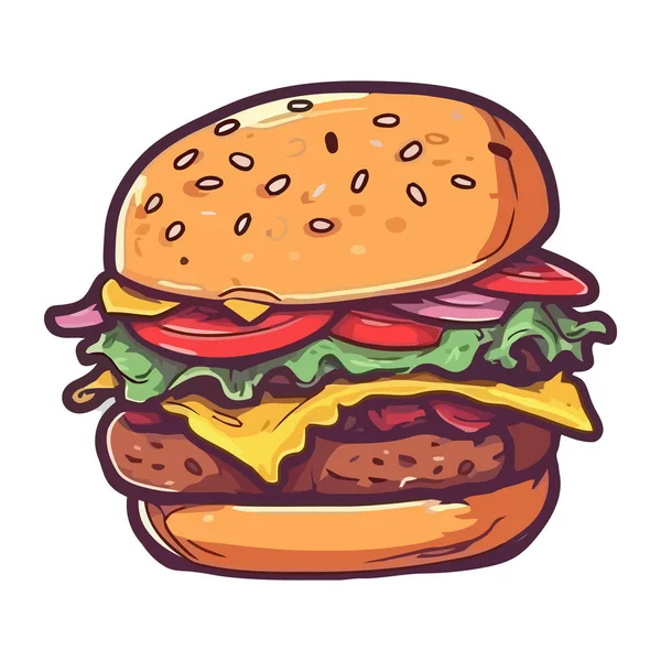 Grilled Burger Sesame Bun Icon Isolated — Stock Vector