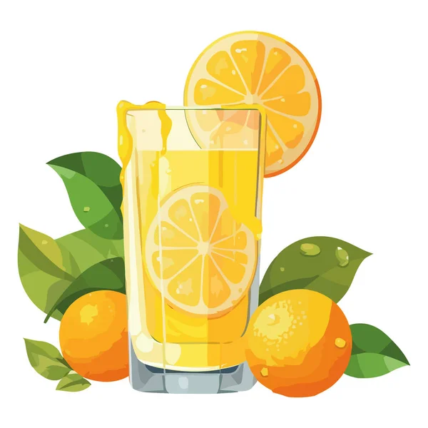 Соковитий Цитрусовий Коктейль Іконою Лимонного Шматочка Ізольовано — стоковий вектор