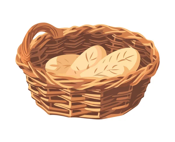 Свіжий Органічний Хлібний Кошик Значок Їжі Ізольовані — стоковий вектор