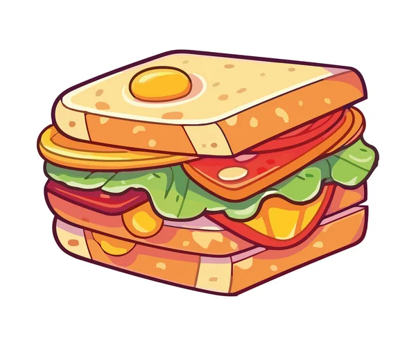 Gourmet Sandwich Meal Fresh Egg Icon Isolated — Stock Vector