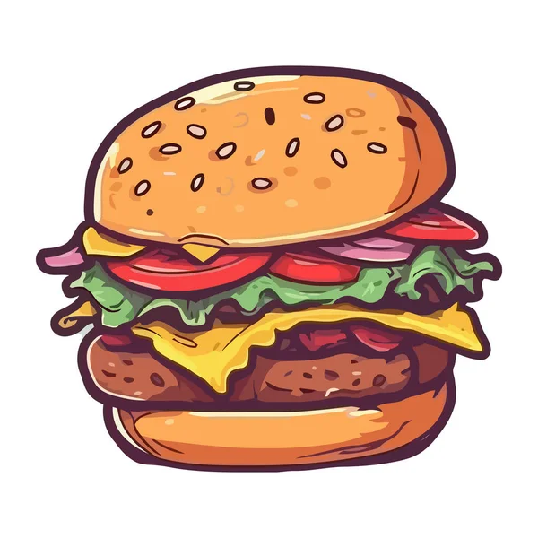 Grilovaný Burger Ikoně Sezamu Stock Ilustrace