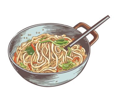 Domuz etli ve sebzeli ramen eriştesi.