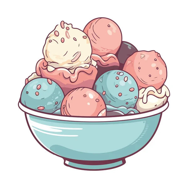 kawaii ice cream scoops in bowl 685677 Vector Art at Vecteezy