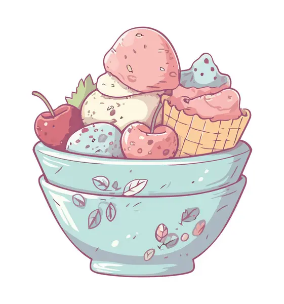 Tál Fagylalt Gyümölcs Snack Ikon Izolált — Stock Vector