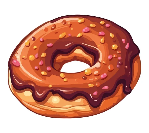 美味的甜甜圈与巧克力糖霜图标隔离 — 图库矢量图片