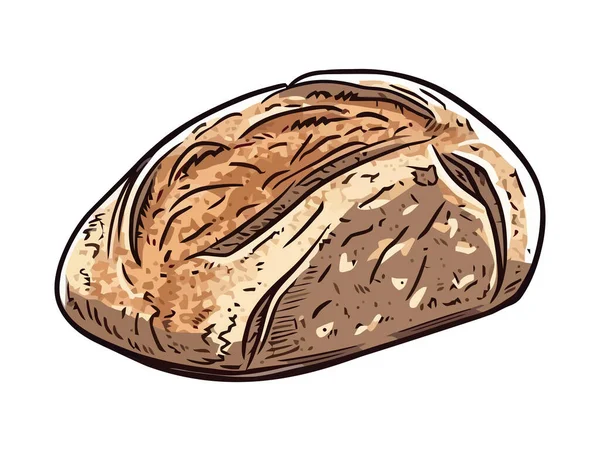 Szkic Chleba Organicznego Symbol Posiłku Dla Smakoszy — Wektor stockowy