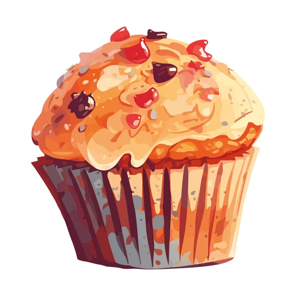 Cupcake Four Avec Des Aspersions Icône Décoration Isolé — Image vectorielle