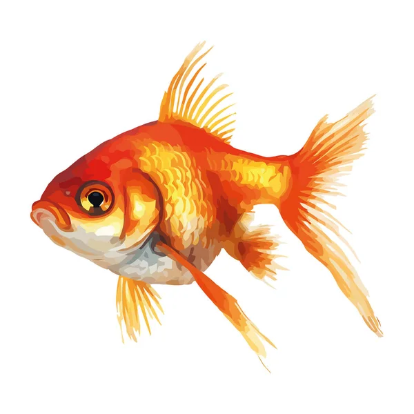 Goldfish Swimming Isolated Icon Design — Stock Vector