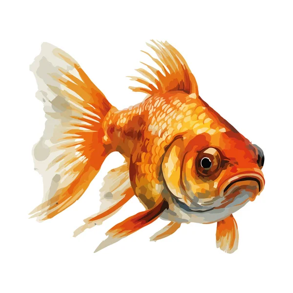 Orange Yellow Goldfish Swim Gracefully Icon Isolated — Stock Vector