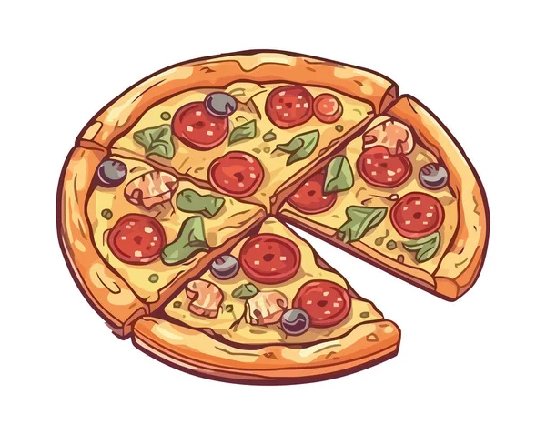 新鲜烤的意大利辣披萨 一个美味的食物图标隔离 — 图库矢量图片