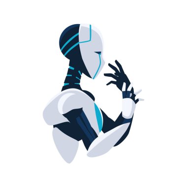 Yapay zeka robotu yan görünüm simgesi izole edildi