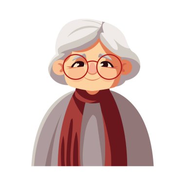 Büyükanne ve büyükanne günü karakter ikonu izole edildi