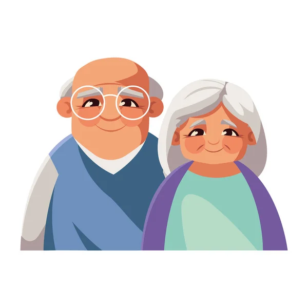 Büyükanne Büyükbaba Günü Yaşlı Çift Simgesi Izole Stok Illüstrasyon