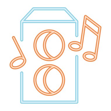 Hoparlör müziği neon kutlama simgesi izole